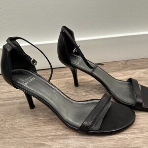 Suart Weitzman Nudist Heel, Black, Size 10.5